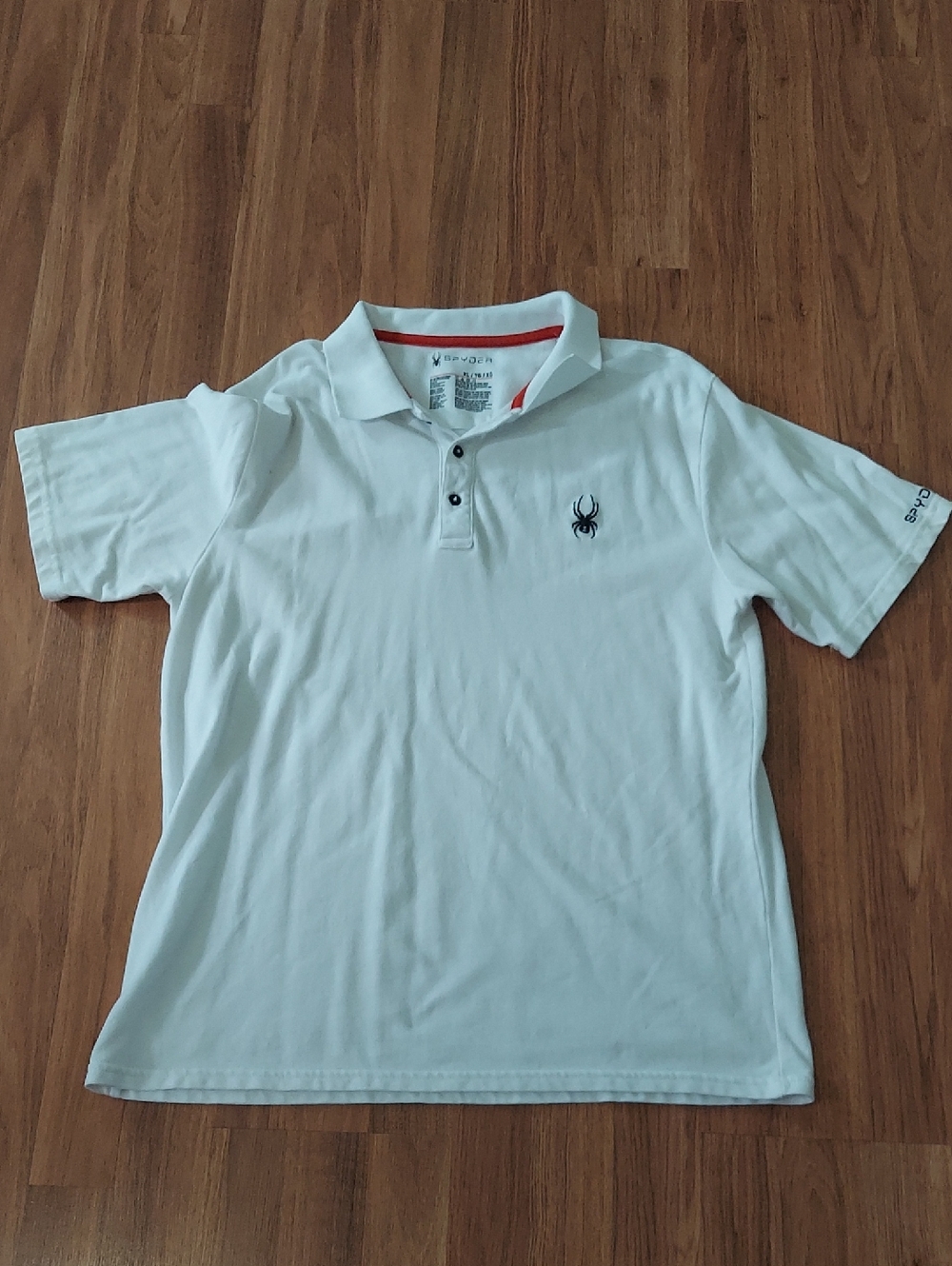 Spyder Men's White Polo with Black Logo and Red Trim